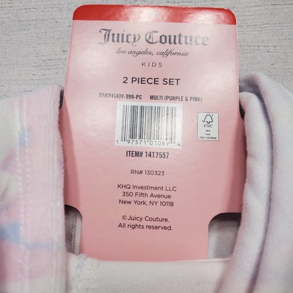 Juicy Couture Girls Track Suit Size 6 Pink, Purple, White Tye-dye - Picture 6 of 13